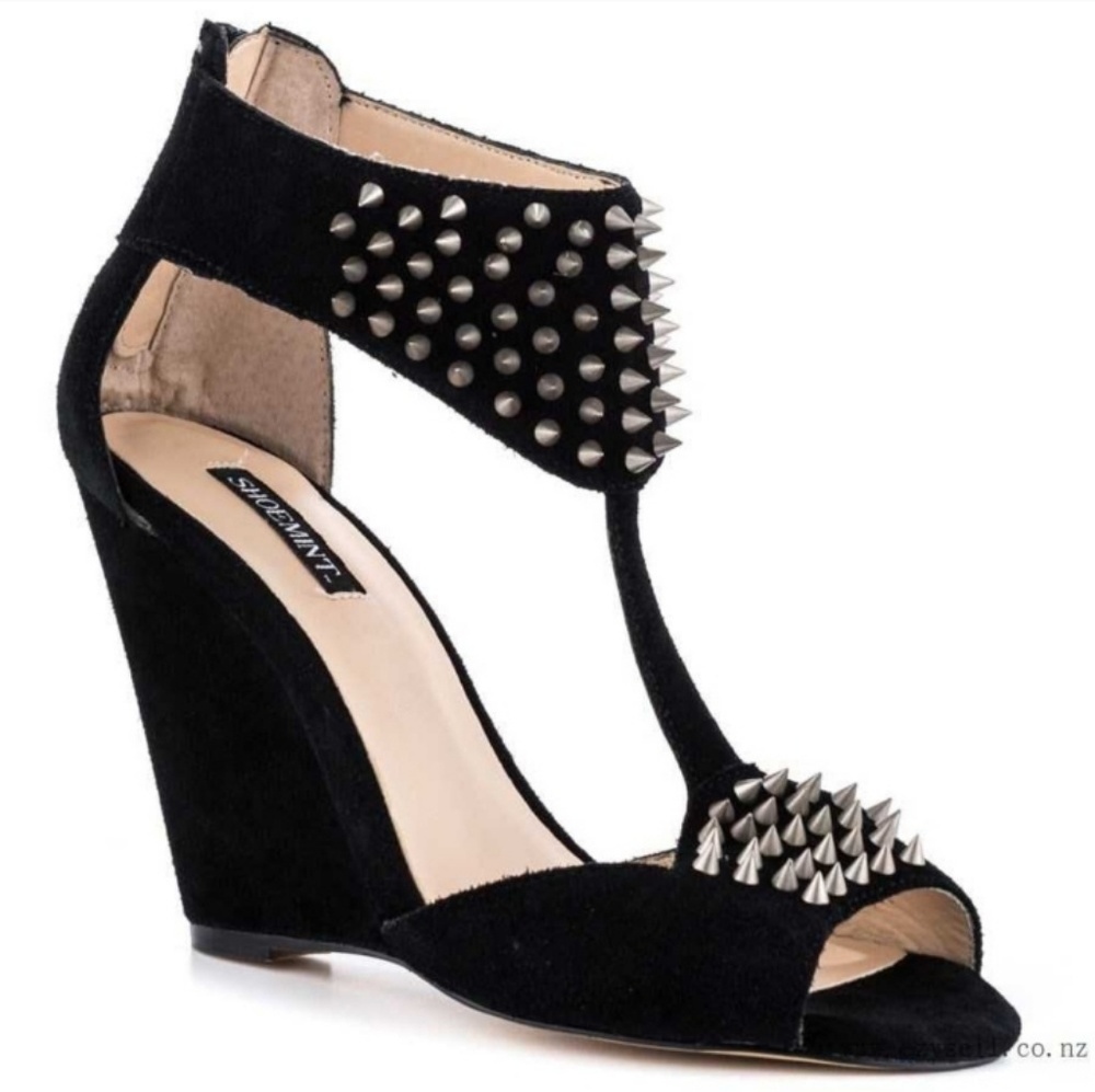 Shoemint black suede wedge heels